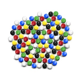Super Value Depot Chinese Checkers Glass Marbles. Set of 72, 12 Each Color. Size 9/16 (14mm), with Practical Container.
