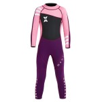 DIVE & SAIL Kids Wetsuit 2.5mm Long Sleeve Swimsuit Sun Protection One Piece Swimsuit Sun Suit for Boys Girls Pink S