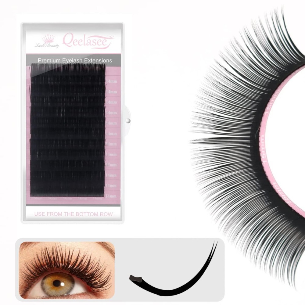 Qeelasee Ellipse Eyelash Extension 0.15 C Curl 11mm Flat Eyelashes False Mink Individual Eyelash Extension Professional Salon Used Black Mink False Lashes Mink Lashes Extensions