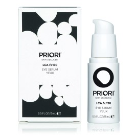 Priori Skincare Eye Serum with AHA Lactic Acid, Caffeine, Vitamin C, E, A Firming, De-puffing Eye Gel for Dark Circles and Wrinkles Fragrance Free Dermatologist Tested 0.5 fl oz