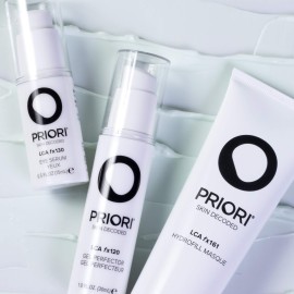 Priori Skincare Eye Serum with AHA Lactic Acid, Caffeine, Vitamin C, E, A Firming, De-puffing Eye Gel for Dark Circles and Wrinkles Fragrance Free Dermatologist Tested 0.5 fl oz