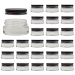 Cornucopia Brands 7-Milliliter Glass Lip Balm Jars (24-Pack).25-Ounce Thick-Walled Containers (7ml Clear with Black Metal Lids)