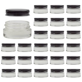 Cornucopia Brands 7-Milliliter Glass Lip Balm Jars (24-Pack).25-Ounce Thick-Walled Containers (7ml Clear with Black Metal Lids)