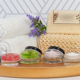 Cornucopia Brands 7-Milliliter Glass Lip Balm Jars (24-Pack).25-Ounce Thick-Walled Containers (7ml Clear with Black Metal Lids)