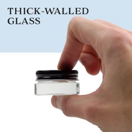 Cornucopia Brands 7-Milliliter Glass Lip Balm Jars (24-Pack).25-Ounce Thick-Walled Containers (7ml Clear with Black Metal Lids)