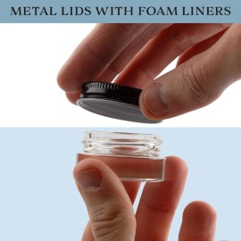 Cornucopia Brands 7-Milliliter Glass Lip Balm Jars (24-Pack).25-Ounce Thick-Walled Containers (7ml Clear with Black Metal Lids)