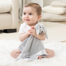 aden + anais Essentials Classic Lovey, Cotton Muslin Bunny, Solid Winter Sky