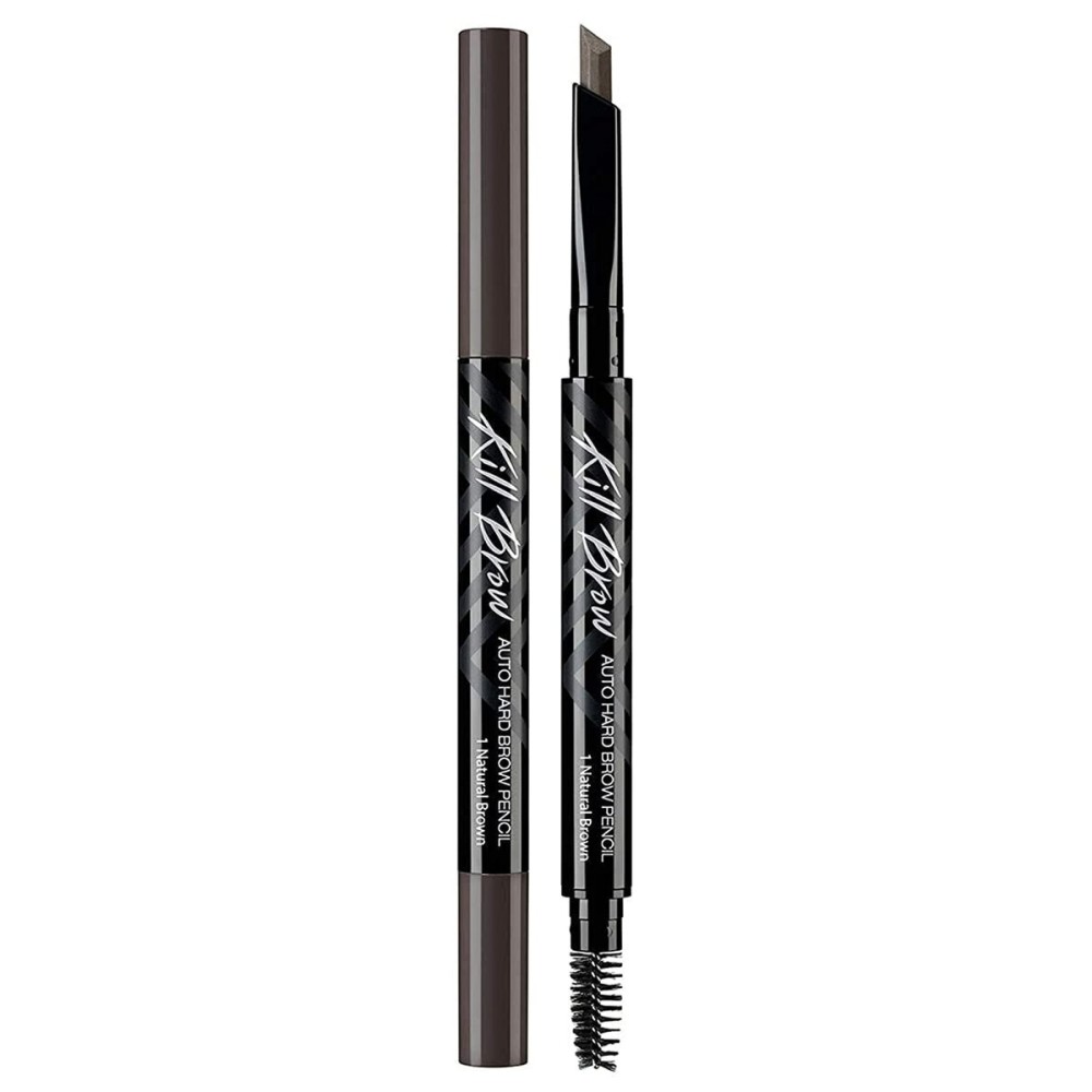 CLIO Kill Brow Auto Hard Eyebrow Pencil | Dual-End, Long Lasting, Waterproof, Smudge-Resistant, Spoolie Brush, Sharpener | Natural Brown (01)