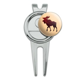 GRAPHICS & MORE Moose Red Forest Golf Divot Repair Tool and Ball Marker
