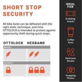 OTTOLOCK Cinch Lock - Lightweight Anti Theft Compact Combination Bike Lock, Ideal for Quick Stops, Bicycle Accessories, OTTO Orange, 60 Inch