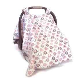 effe bebe Vera Elephant 100% Breathable Cotton Baby Car Seat Cover (Petal Grey)
