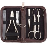 3 Swords Germany - brand quality 6 piece manicure pedicure grooming kit set for professional finger & toe nail care scissors clipper genuine leather case in gift box, Made in Solingen Germany (03652)