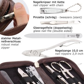 3 Swords Germany - brand quality 6 piece manicure pedicure grooming kit set for professional finger & toe nail care scissors clipper genuine leather case in gift box, Made in Solingen Germany (03652) 3 Swords Germany - brand quality 6 piece manicure pedicure grooming kit set for professional finger & toe nail care scissors clipper genuine leather case in gift box, Made in Solingen Germany (03652)