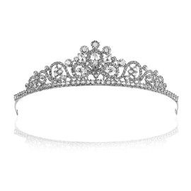 SAMKY Bridal Tiara Crown with Rhinestone Wedding Headpiece Bride\'s Crystal Hair Accessories for Woman