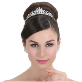SAMKY Bridal Tiara Crown with Rhinestone Wedding Headpiece Bride\'s Crystal Hair Accessories for Woman