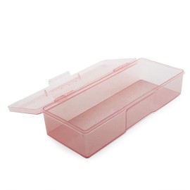 Rolabling Transparent Box Storage Case for Nail Art Equipment Manicure Tool Organzing Pedicure Tool Empty Plastic Box (Pink)