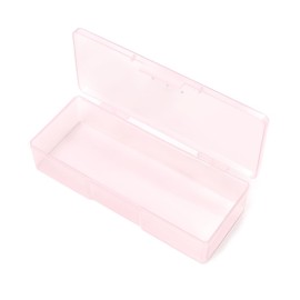 Rolabling Transparent Box Storage Case for Nail Art Equipment Manicure Tool Organzing Pedicure Tool Empty Plastic Box (Pink)