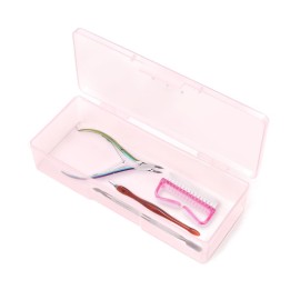 Rolabling Transparent Box Storage Case for Nail Art Equipment Manicure Tool Organzing Pedicure Tool Empty Plastic Box (Pink)