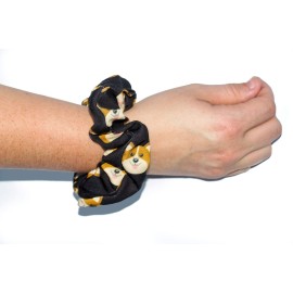 Happie Hare Scrunchies - Cotton Rounds Elastic Hair Bands - Scrunchy Hair Ties - Girls Hair Accessories - Gifts for Women (4 Pack, Mix Colors, Corgi)