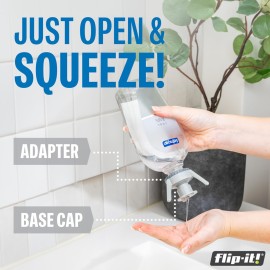 Flip-It! 2-Pack Premium Bottle Emptying Kit - No more wasted product - Fits most plastic bottles - Get out every drop of Shampoos, Lotions, & More - 2 Base Caps, 6 Adapters - Pastel Color Edition