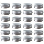 24 Pack (2 Oz/60ml) Screw Top Round Aluminum Tin Cans, Metal Tin Storage Jar Containers with Screw Cap for Lip Balm, Cosmetic, Candles, Salve, Make Up, Eye Shadow, Powder, Tea