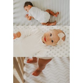 NODNAL CO. 3 Fitted Bassinet Sheets Gray Set Baby Girl/Boy - 100% OEKO-TEX Cotton Gender Neutral Chevron, Polka Dot, Stripe Universal Fit - Cradle/Moses Basket Hourglass, Oval Rectangle Mattress Sheet