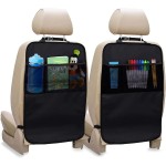 EcoNour 2 Pack Back Seat Protector for Kids Feet | Premium Waterproof Kick Mats with 2 Pocket Organizer | Backseat Cover for Vehicles to Protect from Dirt, Mud & Scratches | Travel Accessories