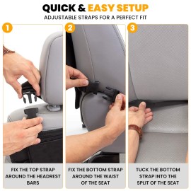 EcoNour 2 Pack Back Seat Protector for Kids Feet | Premium Waterproof Kick Mats with 2 Pocket Organizer | Backseat Cover for Vehicles to Protect from Dirt, Mud & Scratches | Travel Accessories