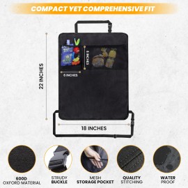 EcoNour 2 Pack Back Seat Protector for Kids Feet | Premium Waterproof Kick Mats with 2 Pocket Organizer | Backseat Cover for Vehicles to Protect from Dirt, Mud & Scratches | Travel Accessories