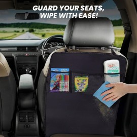 EcoNour 2 Pack Back Seat Protector for Kids Feet | Premium Waterproof Kick Mats with 2 Pocket Organizer | Backseat Cover for Vehicles to Protect from Dirt, Mud & Scratches | Travel Accessories