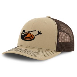 Trap Shooting Sport Embroidery Richardson Structured Front Mesh Back Cap Hat - Khaki/Coffee