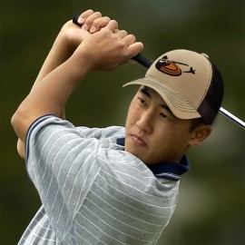 Trap Shooting Sport Embroidery Richardson Structured Front Mesh Back Cap Hat - Khaki/Coffee