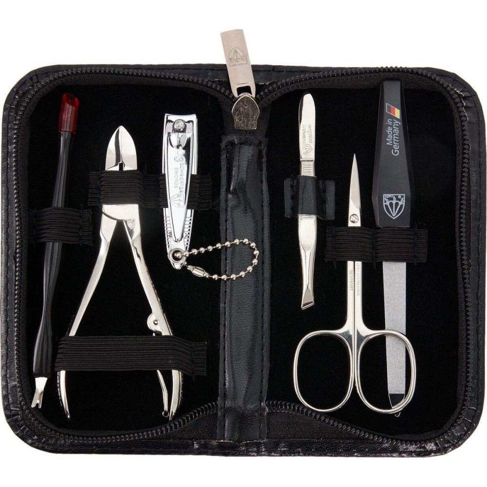 3 Swords Germany - brand quality 6 piece manicure pedicure grooming kit set for professional finger & toe nail care scissors clipper fashion leather case in gift box, Made in Solingen Germany (83202)