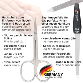 3 Swords Germany - brand quality 6 piece manicure pedicure grooming kit set for professional finger & toe nail care scissors clipper fashion leather case in gift box, Made in Solingen Germany (83202)