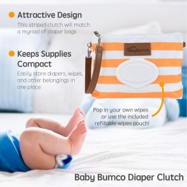 Bumco Diaper Clutch - Portable Wipes Dispenser & Travel Essential, Airtight Refillable Wipes Container, Diaper Bag Purse