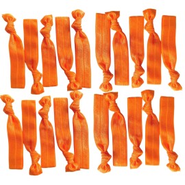 Kenz Laurenz Hair Ties 20 Elastics Ponytail Holder Set No Crease Ribbon Bands (Orange)
