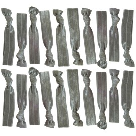 Kenz Laurenz Hair Ties 20 Elastics Ponytail Holder Set No Crease Ribbon Bands (Grey)