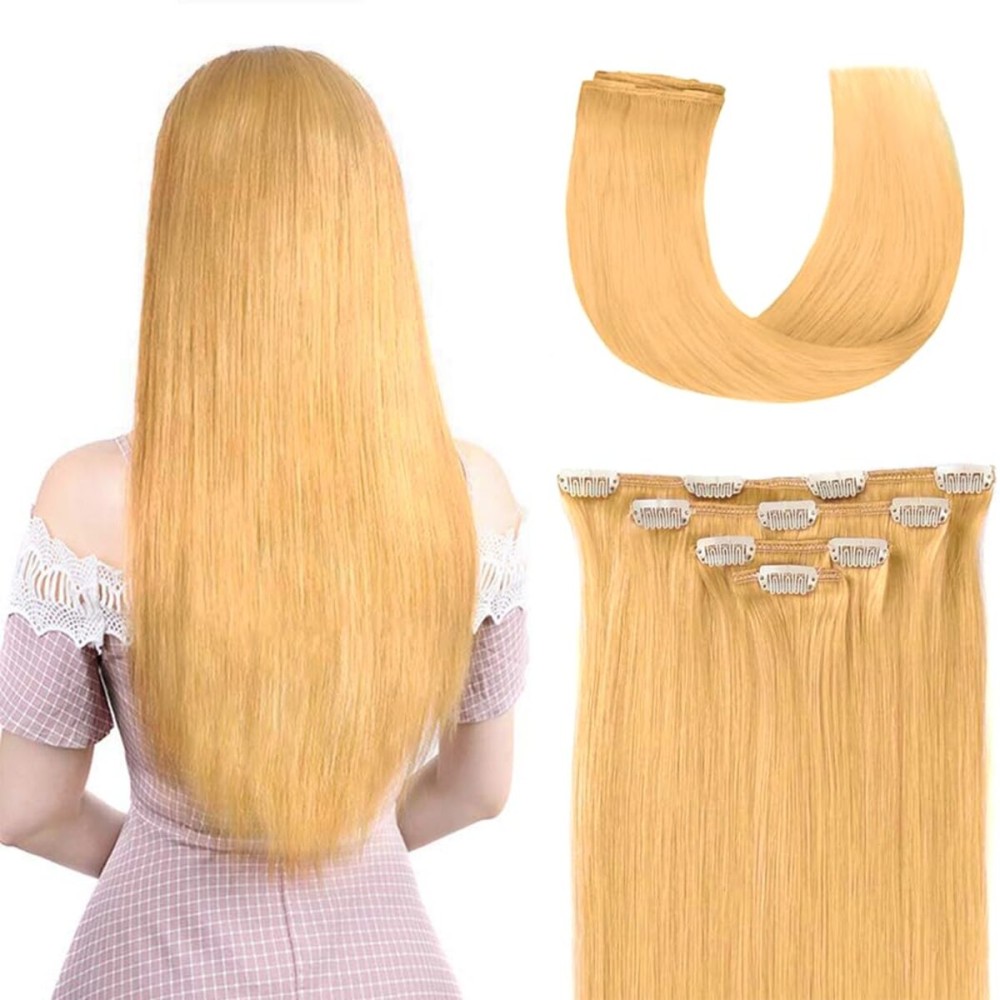 12 Clip in Hair Extensions Remy Human Hair for Women - Silky Straight Human Hair Clip in Extensions 50grams 4pieces Natural Blonde 24 Color 12 Clip in Hair Extensions Remy Human Hair for Women - Silky Straight Human Hair Clip in Extensions 50grams 4pieces Natural Blonde 24 Color