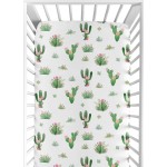 Pink Green Boho Watercolor Baby or Toddler Fitted Crib Sheet for Cactus Floral Collection by Sweet Jojo Designs