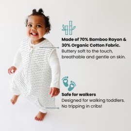 Tealbee Dreamsuit: Toddler Sleep Sack with Feet 2T 3T - 1.5 TOG Winter Baby Wearable Blanket for Walkers - Rayon made from Bamboo, Organic Cotton Sleep Bag - Brushed Dots