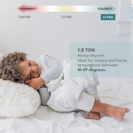 Tealbee Dreamsuit: Toddler Sleep Sack with Feet 2T 3T - 1.5 TOG Winter Baby Wearable Blanket for Walkers - Rayon made from Bamboo, Organic Cotton Sleep Bag - Brushed Dots