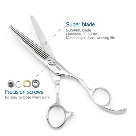 6 Barber Hair Scissors Hair Thinning Shears Professional Hair Thinning Scissors 30 Teeth 440C Silvery Convex Edge KINSARO 6 Barber Hair Scissors Hair Thinning Shears Professional Hair Thinning Scissors 30 Teeth 440C Silvery Convex Edge KINSARO