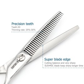 6 Barber Hair Scissors Hair Thinning Shears Professional Hair Thinning Scissors 30 Teeth 440C Silvery Convex Edge KINSARO 6 Barber Hair Scissors Hair Thinning Shears Professional Hair Thinning Scissors 30 Teeth 440C Silvery Convex Edge KINSARO
