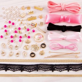 Make It Real Juicy Couture: Chokers & Charms Kit - Create 7 Unique Necklaces, 102 Pieces, 7 Trendy Chokers, 6 Juicy Charms, Tweens & Girls, Elastic Fitted Necklaces, DIY Bead Jewelry Kit, Ages 8+