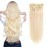 GEELOOK Clip in Hair Extensions Real Human Hair 14 Inch Lightest Blonde 613 Color Double Weft 100% Remy Human Hair Thick Long Soft Silky Straight 4pcs 10clips for Women 60grams
