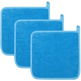 Lifaith Microfiber Makeup Removal Cloths Ultra Soft Facial Cloths, Pack Of 3, 12 x 12-Inch Blue