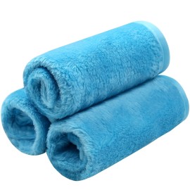 Lifaith Microfiber Makeup Removal Cloths Ultra Soft Facial Cloths, Pack Of 3, 12 x 12-Inch Blue