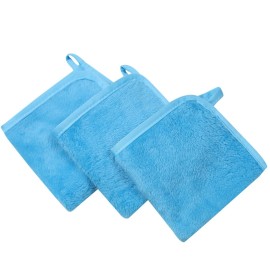 Lifaith Microfiber Makeup Removal Cloths Ultra Soft Facial Cloths, Pack Of 3, 12 x 12-Inch Blue