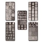 WOKOTO Nail Stamping Plates Set, Nail Art Printing Plates DIY Tool 5 Pcs Text Animal Image Templates Stamping Transfer Nail Stencil Kit Stamp Plates for Nails