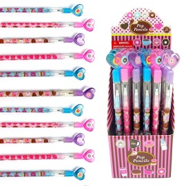 TINYMILLS 24 Pcs Donuts Multi Point Stackable Push Pencil Assortment with Eraser for Donut Party Favor Prize Carnival Goodie Bag Stuffers Classroom Rewards Stocking Stuffers